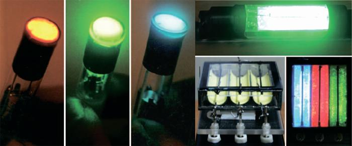 Изображения прототипов катодолюминесцентных источников света различной конфигурации
