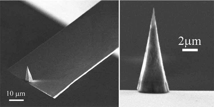 Растровые электронные изображения алмазной микропирамиды